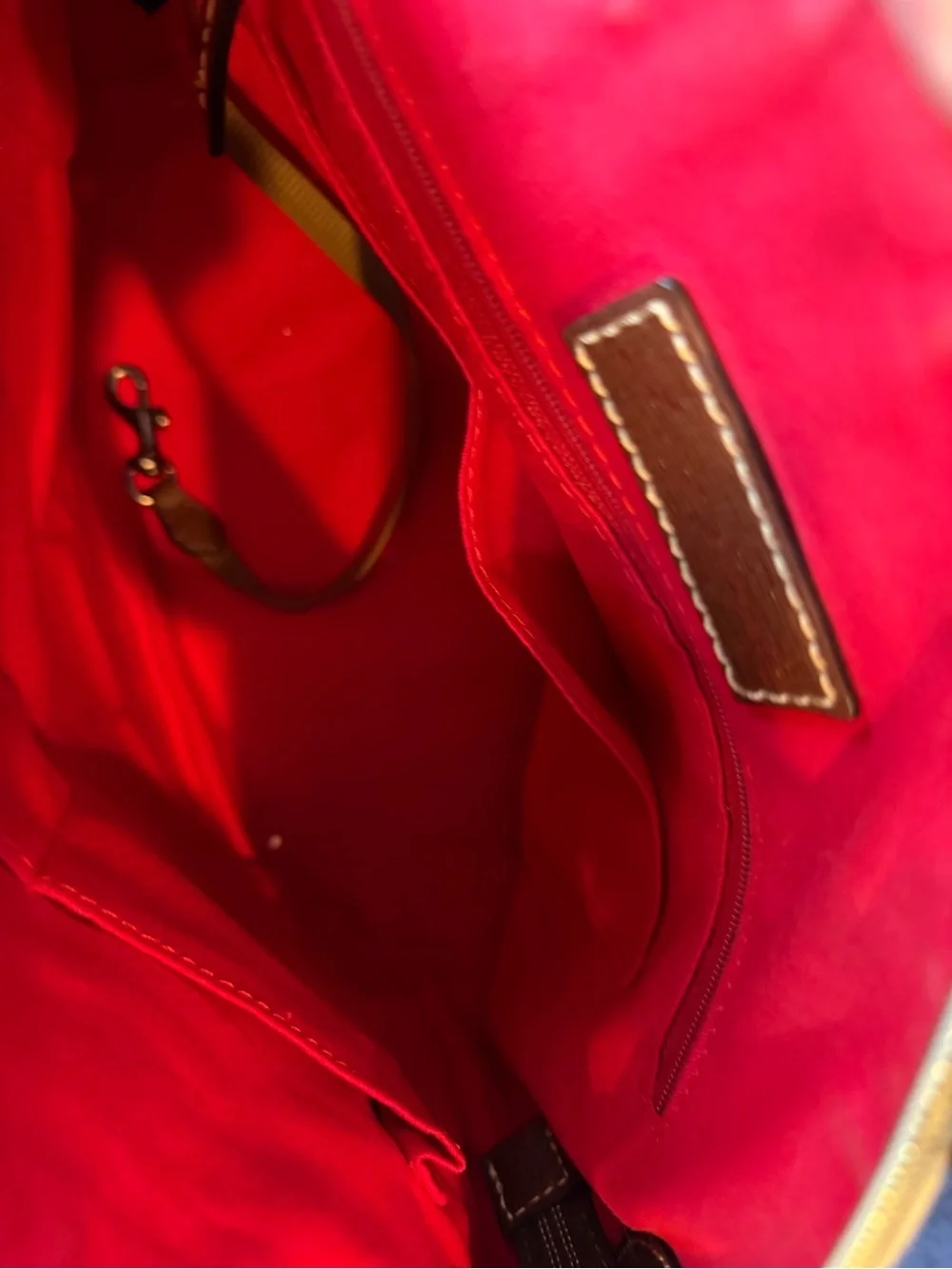 Dooney & Bourke Tan Signature Tote with Brown Leather Trim